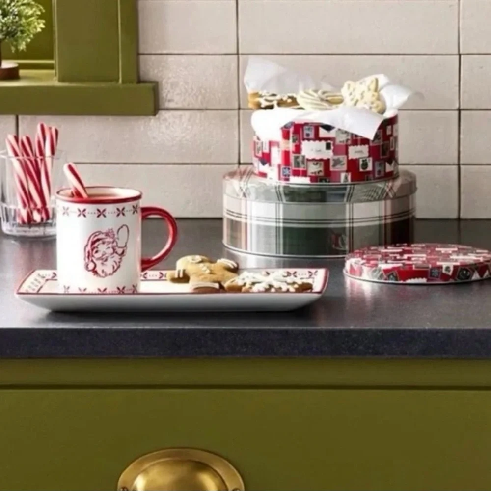 **Set of 2** Hearth & Hand Christmas Cookie Gift Tins Holiday Plaid BRAND NEW